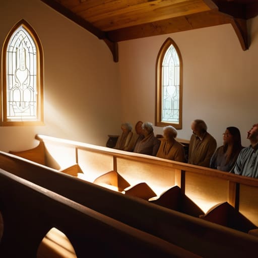People engaging in music and communal worship.